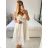 Women's Summer Boho Lace Strapless Dress (S/M ONE SIZE) ITALIAN FASHION IMPEM231202 S / M white