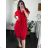 Shirt extended 3/4 long sleeve women's (L/XL/2XL ONE SIZE) ITALIAN FASHION IM423025 red 