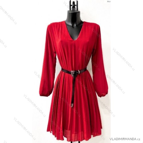 Women's Long Sleeve Summer Dress (S/M ONE SIZE) ITALIAN FASHION IMPES238990 red S / M