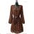 Women's Long Sleeve Summer Dress (S/M ONE SIZE) ITALIAN FASHION IMPES238990 Brown S / M