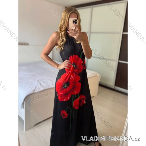Women's long summer dress with straps (S/M ONE SIZE) ITALIAN FASHION IMT197762