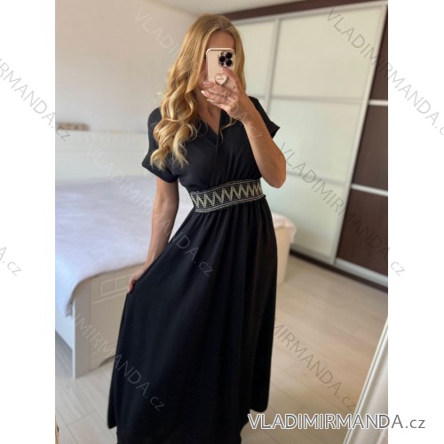 Women's Long Sleeve Hoodie Dress (S / M ONE SIZE) ITALIAN FASHION IMWA216095 -   black -   M / L