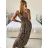 Women's Long Elegant Icecool Sleeveless Dress (S/ML/XL) ITALIAN FASHION AINUOSI IMB24Y1090 -   hnědá leopard -   S / M
