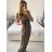 Women's Long Elegant Icecool Sleeveless Dress (S/ML/XL) ITALIAN FASHION AINUOSI IMB24Y1090 -   hnědá leopard -   S / M