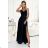 299-18 CHIARA elegant maxi dress with straps - black with glitter
