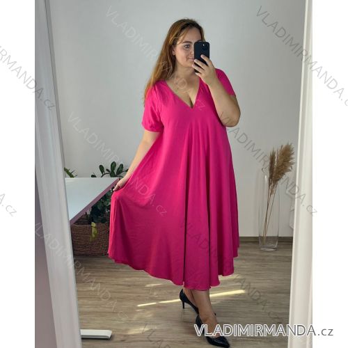 Women's Plus Size Summer Short Sleeve Dress (54/56/58 ONE SIZE) ITALIAN FASHION IM424357