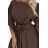 287-33 SOFIA Butterfly dress with a binding at the waist - chocolate color