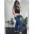Women's Long Pants (XL/2XL/3XL ONE SIZE) ITALIAN FASHION IMC24019 dark blue M / L