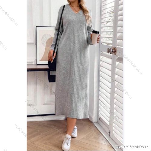 Women's Plus Size Long Warm Long Sleeve Dress (44/46 ONE SIZE) ITALIAN FASHION IMD24324