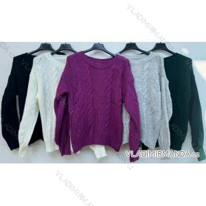Women's Plus Size Short Knitted Long Sleeve Sweater (46/48 ONE SIZE) ITALIAN FASHION IMD24311