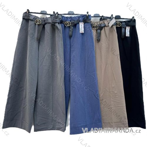 Women's Plus Size Long Elegant Pants With Belt (46/48 ONE SIZE) ITALIAN FASHION IMD24280