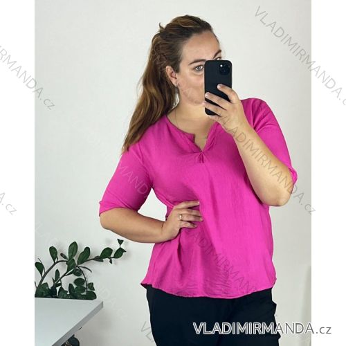 Tunic extended dress mini short sleeve women's OVERSIZE (UNI M / 2XL) ITALIAN FASHION IM720052 48/50 dark pink