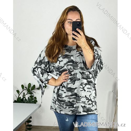 Tunic / blouse long sleeve women's oversized (3XL / 4XL ONE SIZE) ITALIAN FASHION IMWQ2191650 56/58 grey