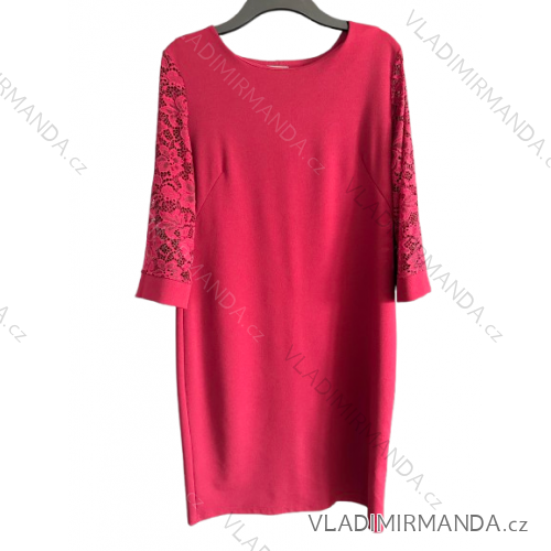 Women's short sleeve dress oversized (L-3XL) POLISH FASHION PMF20013 54 wine