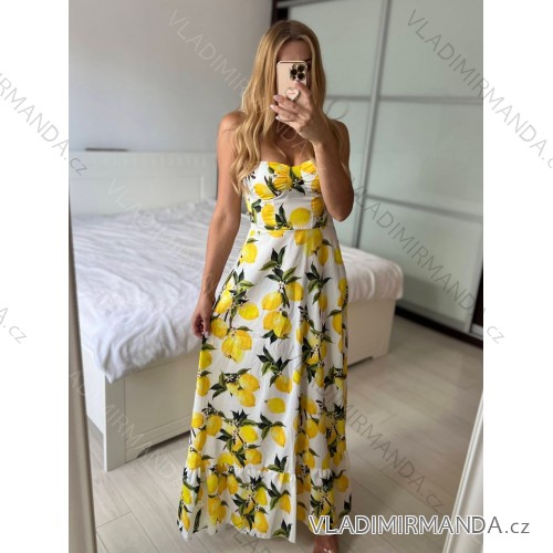 Long summer dress with straps for women (S/M ONE SIZE) ITALIAN FASHION IMPBB23B23745 -   white -   S / M