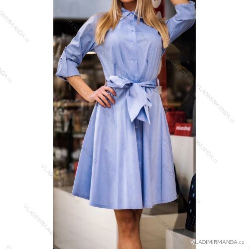 Women's Long Sleeve Belted Casual Dress (S/M/L ONE SIZE) ITALIAN FASHION IMHMS24289