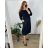 Casual Dress Cotton 3/4 Sleeve Women's Plus Size (40-50) POLISH FASHION PMF24MARGARITA/DUR Blue 42