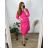 Leisure dress cotton 3/4 sleeve women's plus size (40-50) POLISH FASHION PMF24MARGARITA/DUR dark. pink 50