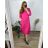 Leisure dress cotton 3/4 sleeve women's plus size (40-50) POLISH FASHION PMF24MARGARITA/DUR dark. pink 50