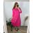 Leisure dress cotton 3/4 sleeve women's plus size (40-50) POLISH FASHION PMF24MARGARITA/DUR dark. pink 50