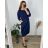 Leisure dress cotton 3/4 sleeve women's plus size (40-50) POLISH FASHION PMF24MARGARITA/DUR dark. blue 44