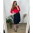 Casual Dress Cotton 3/4 Sleeve Women's Plus Size (40-50) POLISH FASHION PMF24MARGARITAMIX/DUR 46 Red