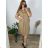 Women's Long Chiffon Short Sleeve Dress (S/M ONE SIZE) ITALIAN FASHION IMWGM23456 2XL/3XL Brown