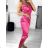 Women's strapless long satin dress (S/M ONE SIZE) ITALIAN FASHION IMPSH246357A/DUR dark. pink S/M