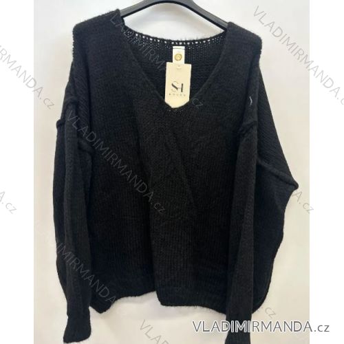 Women's Oversize Long Sleeve Knitted Sweater (S/M ONE SIZE) ITALIAN FASHION IMPSH243136A
