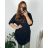 Shirt 3/4 sleeve ladies strip (4XL/5XL ONE SIZE) ITALSKÁ MÓDA IM422026 56/58 black