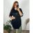 Shirt 3/4 sleeve ladies strip (4XL/5XL ONE SIZE) ITALSKÁ MÓDA IM422026 56/58 black