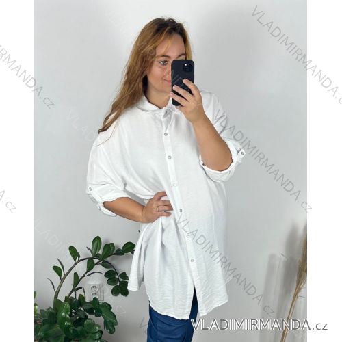 Short Sleeve Shirt Dress women (uni L-2XL) ITALIAN MODA IMS20002 56/58 white