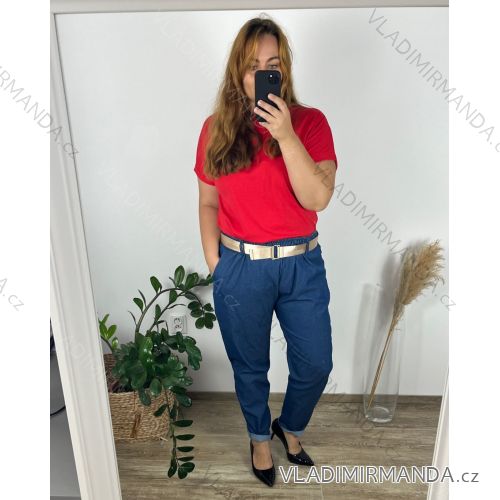 Women's Summer Pants (S/M/L) ITALIAN Fashion IMSM24008 52/54 Light blue