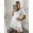 Women's Summer Boho Lace Short Sleeve Dress (S/M ONE SIZE) ITALIAN FASHION IMPEM2323084 -   white -   S / M