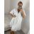 Women's Summer Boho Lace 3/4 Long Sleeve Dress (S/M ONE SIZE) ITALIAN FASHION IMPEM2323076 -   white -   S / M