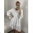 Women's Long Chiffon Short Sleeve Dress (S/M ONE SIZE) ITALIAN FASHION IMWGS231048 -   white -   S / M