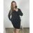 Women's Summer Cotton Short Sleeve Dress (S/M ONE SIZE) ITALIAN FASHION IM722253 2XL/3XL black