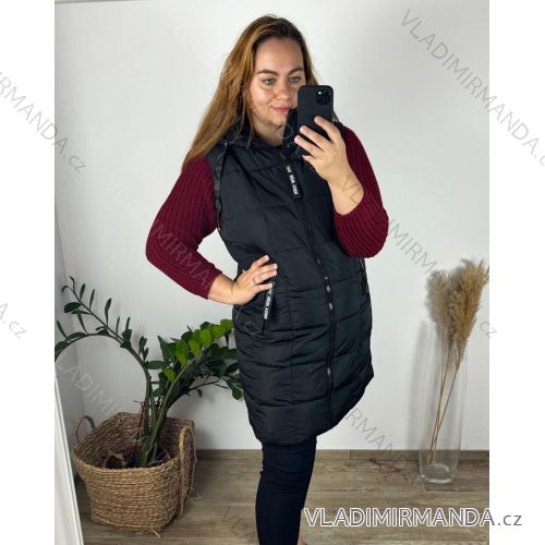 Women's hooded vest (S-2XL) ITALIAN FASHION PIU ANNA PMW222286 4XL black