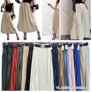Women's Belted Pleated Long Skirt (44/46/48 ONE SIZE) ITALIAN FASHION IMBM24209