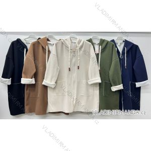 Weak Zipper Hooded Long Sleeve Women's Plus Size Coat (54/56/58 ONE SIZE) ITALIAN FASHION IM424633