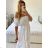 Women's Summer Muslin Carmen Short Sleeve Dress (S/M/L ONE SIZE) ITALIAN FASHION IMWAE24542