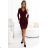 170-14 Lace dress with long sleeves and neckline - dark maroon