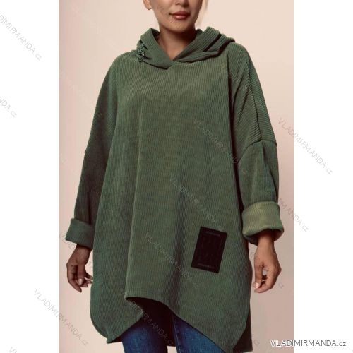 Women's Plus Size Warm Hoodie Dress Long Sleeve (54/56/58 ONE SIZE) ITALIAN FASHION IMD24407