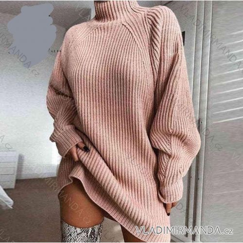 Turtleneck Knitted Dress Long Sleeve Women's Plus Size (50/52/54 ONE SIZE) ITALIAN FASHION IMD24406