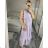 Women's Long Chiffon Short Sleeve Dress (S/M ONE SIZE) ITALIAN FASHION IMWGM23456 -   blue -   M / L