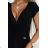411-12 CRYSTAL long shimmering dress with a neckline - black