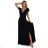 411-12 CRYSTAL long shimmering dress with a neckline - black