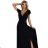 411-12 CRYSTAL long shimmering dress with a neckline - black