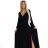 572-2 NELA shiny long gown with neckline and long sleeves - black