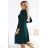 574-1 IVANA comfortable trapeze dress with a neckline and long sleeves - green